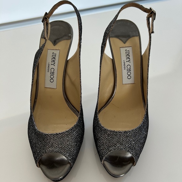 Jimmy Choo Lame glitter dress shoes. Women's size 7.5 (37.5) - Picture 4 of 10